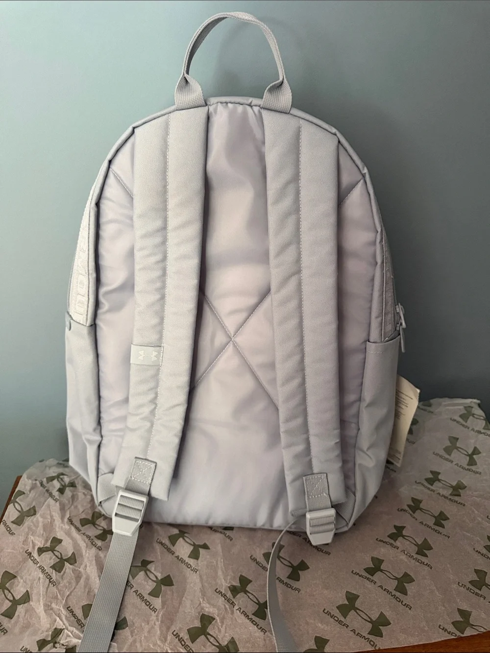 Under Armour Light Gray/Light Purple Backpack with Front Zip Pocket